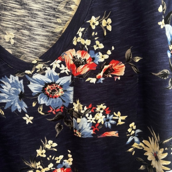 Torrid Floral V-Neck T-Shirt Size 3 – Navy Blue Cotton Modal Short Sleeve Top - Picture 5 of 12